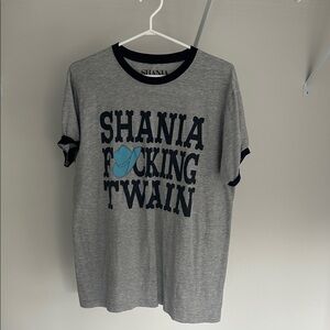 Gray Graphic T-Shirt with Blue Accents